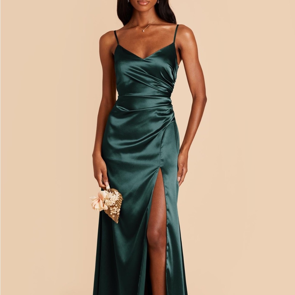 Birdy Grey Emerald Satin Maxi Dress with Slit